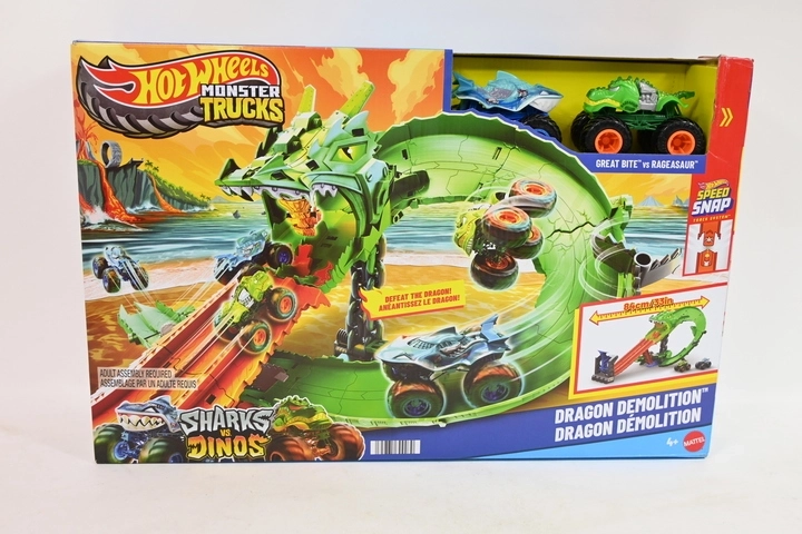 Hot Wheels Monster Trucks sárkányos versenypálya 2 autóval