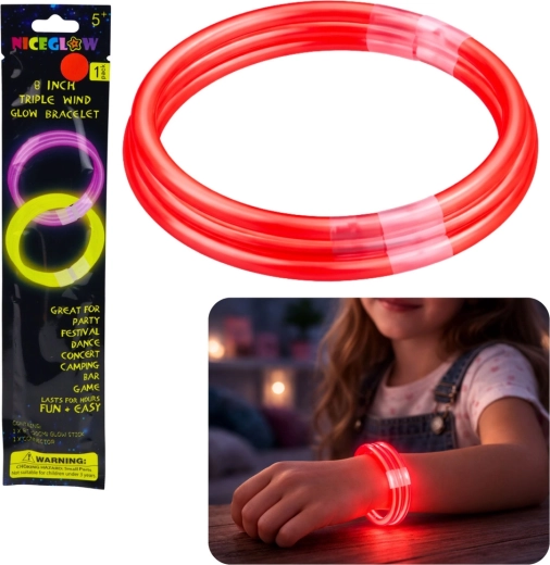 Hármas fluoreszkáló, sötétben világító Glow Stick karkötő 20 cm
