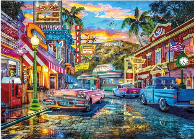 Puzzle HOLLYWOOD – retro utca, 3000 darab