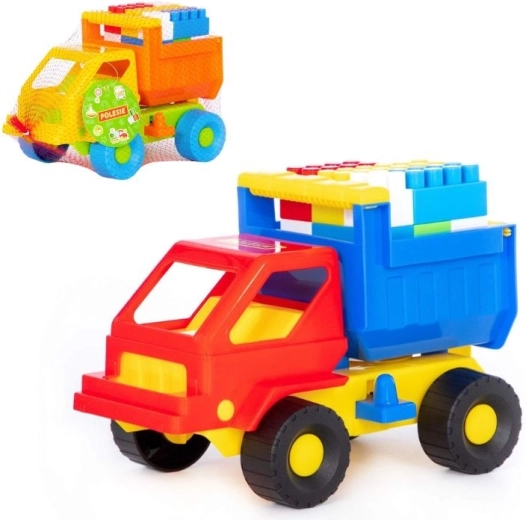 Kazimír billenőplatós teherautó építőkészlet 18 kockával