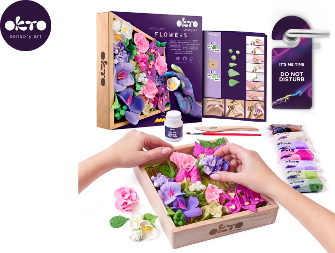 OKTO Inspiration kreatív modellezőkészlet DIY virágok fa keretben