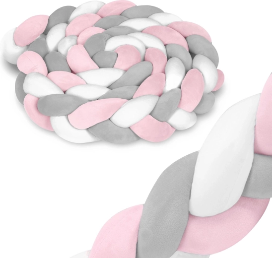 Fonott rácsvédő kiságyba 3 m rózsaszín–szürke