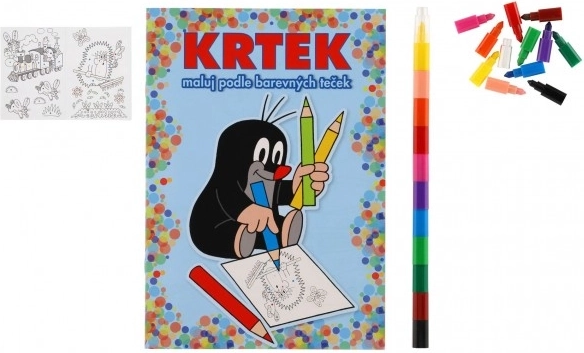 Kifestő KRTEK A5 színezz a színes pontok szerint viaszkrétával, 11 db tasakban