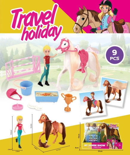 Ló lovas figurával 12,5 cm – barna