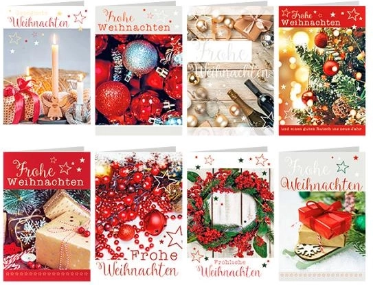 Karácsonyi üdvözlőlap „Frohe Weihnachten” – assort (vegyes) - 1 db