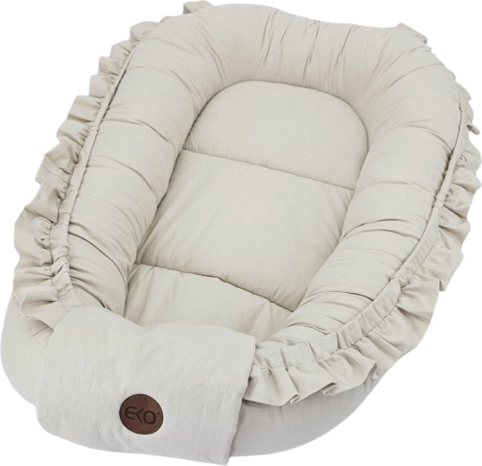 EKO pamut babafészek fodorral, light beige, 50 × 85 cm