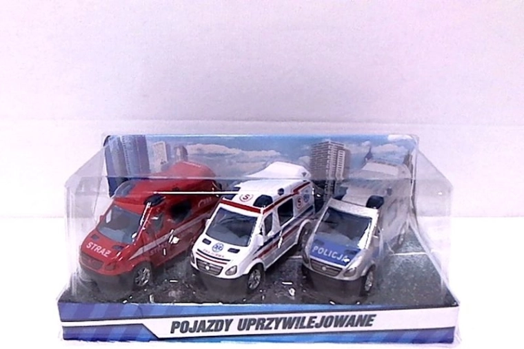 Mini mentő járművek 8 cm – 3 db-os készlet