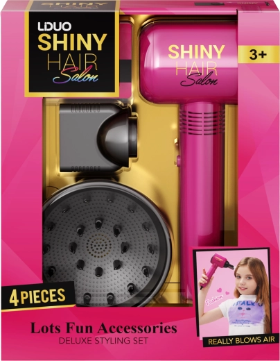 Fodrászkészlet hangot adó hajszárítóval, 4 darab