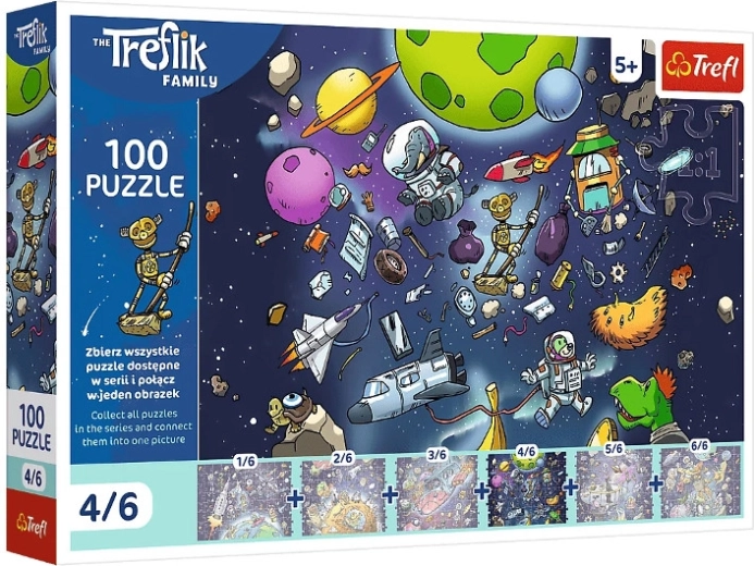 Trefl puzzle Treflík család: Robobot az űrben 100 darab