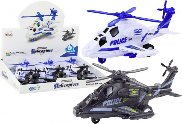 Rendőrségi helikopter súrlódásos hajtással, fénnyel és hanggal