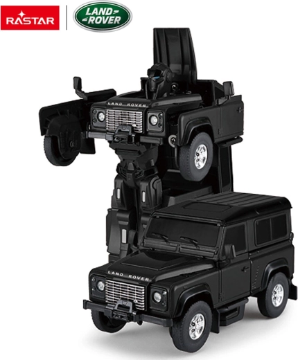 Fém autó és robot 2 az 1-ben Land Rover Defender Rastar 1:32 fekete - 1 db