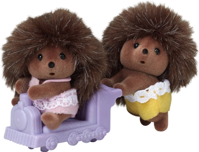 Sylvanian Families sün ikerpár lila mozdonykával