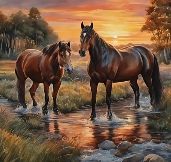 Norimpex gyémántkirakó Patakban álló lovak 30 × 40 cm