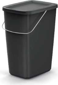 KEden COMPACTA Q BASIC 25 l szemetes, újrahasznosított műanyagból, fedéllel – fekete