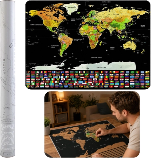 Kapargatós világtérkép – utazóknak szánt poszter 82 × 59 cm