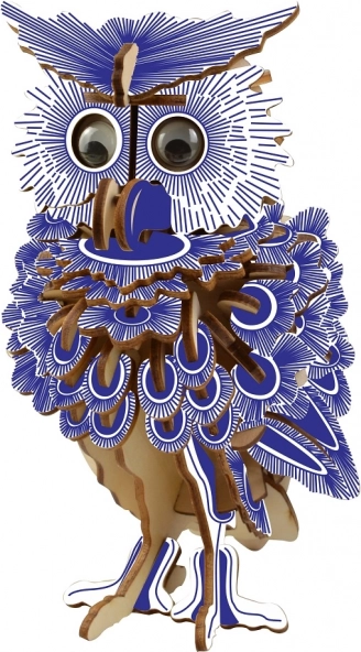 Woodcraft fa 3D puzzle - Színes Bagoly