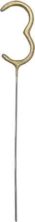 3-as szám alakú arany csillagszóró 15 cm - 1 db