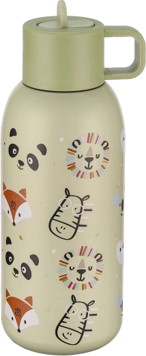 350 ml-es termosz zöld, állatos mintával