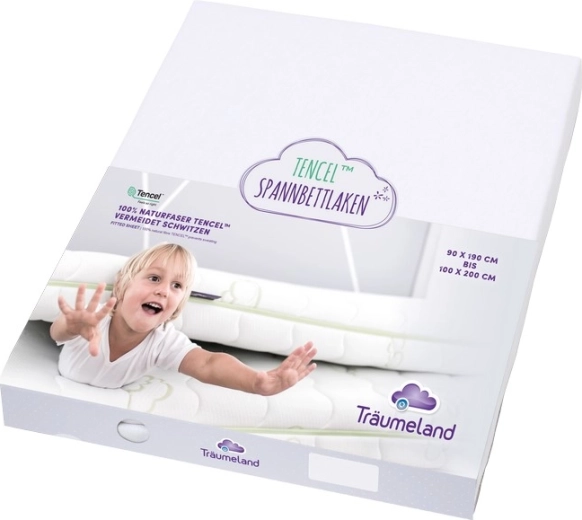 Träumeland lepedő junior ágyhoz Tencel 90 × 200 cm, fehér