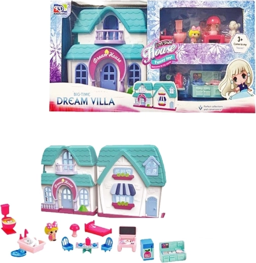 városi villa felszereléssel – összecsukható babaház