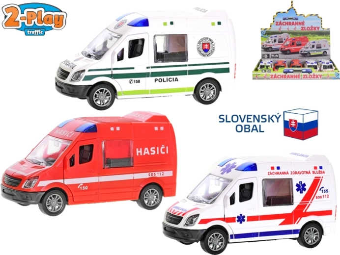 2-Play Traffic mentő jármű lendkerekes meghajtással 12 cm (1:32)
