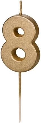 Arany szülinapi tortagyertya 8-as szám, 4,5 cm