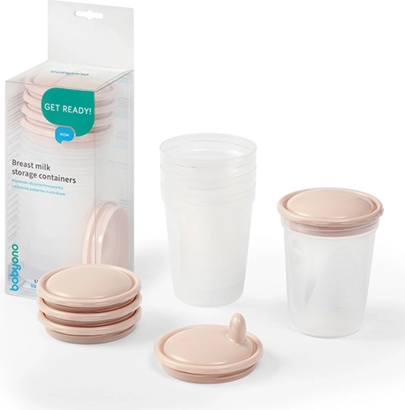 BabyOno élelmiszertároló és fagyasztó edények 200 ml, 4 db, bézs