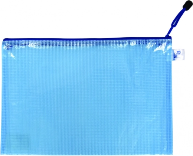 A4-es kék cipzáras tasak, hálós