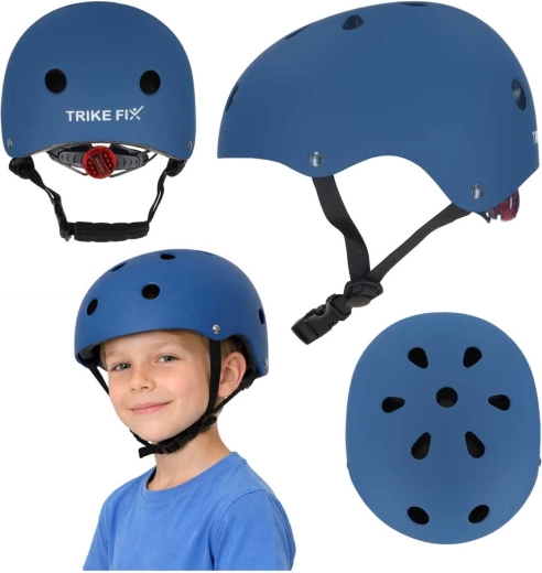TRIKE FIX gyermek kerékpáros sisak LED-del, S méret 48–54 cm, sötétkék