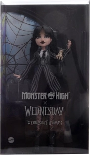 gyűjtői Wednesday Addams baba MONSTER HIGH Nevermore egyenruhában