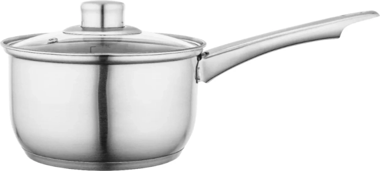 Fabio rozsdamentes acél nyeles lábas üvegfedővel 1,9 l 16 cm