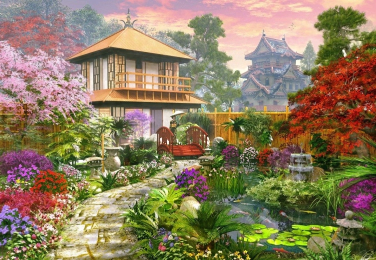 Japán kert puzzle 1000 darab BLUEBIRD
