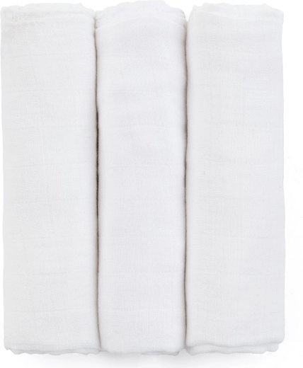 Bambusz muszlin pelenkák PETITE&MARS Moussy Total White 68 × 68 cm (3 db)