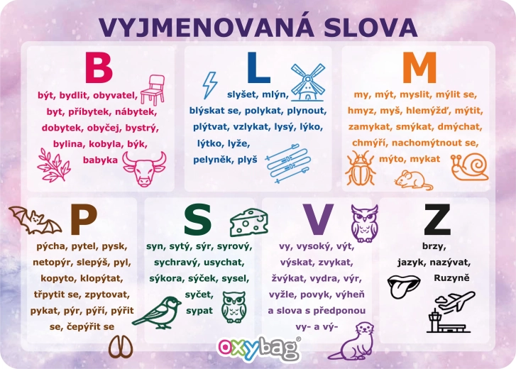 A4-es oktatókártya az „y/i-s” szavak listájával, Pillangó motívummal – 1 db