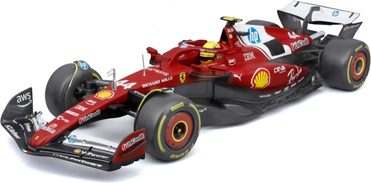 Bburago modell Forma–1 Ferrari SF-25 2025 Lewis Hamilton #44 1:18 sisakkal