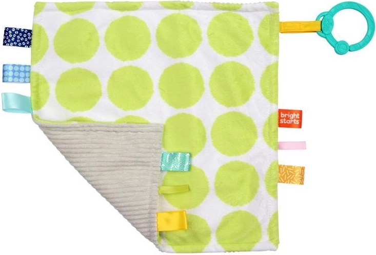 Little Taggies bújós takaró C-karikával, zöld pöttyök – Bright Starts