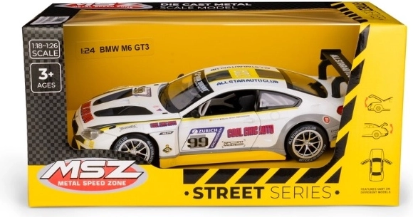 MSZ BMW M6 GT3 versenyautómodell 1:24 fehér