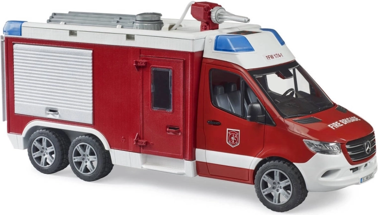 Fény- és hangjelzéssel felszerelt Mercedes-Benz Sprinter tűzoltóautó, Bruder