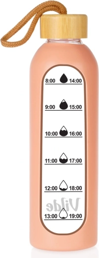 Vilde üveg vizespalack szilikon borítással, lazacszínű, 600 ml