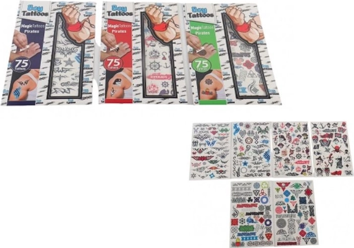 Magic Tattoos lemosható ideiglenes tetoválások – kalózok fiúknak (75 db)
