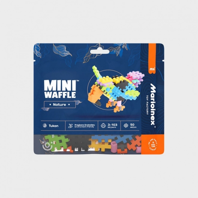 Mini Waffle Nature építőkockák – tukán, 50 darab