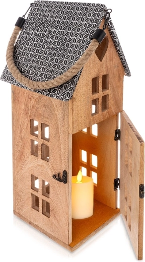 Fa LED lámpás mangófából 22 × 48 cm