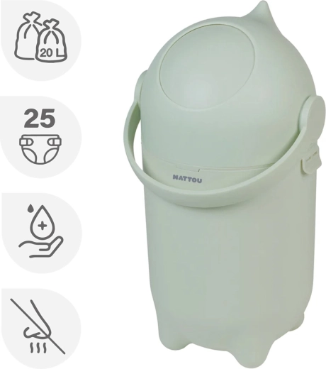 Nattou Dropy zöld pelenkatároló 20 l