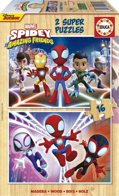 Educa fából készült puzzle Spidey és csodálatos barátai 2x16 darab