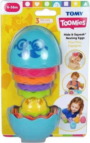 Tomy Toomies elrejthető és sípoló egymásba rakható tojások (kék tok)