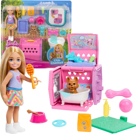 Barbie Club Chelsea kutyagondozás babával és kiegészítőkkel