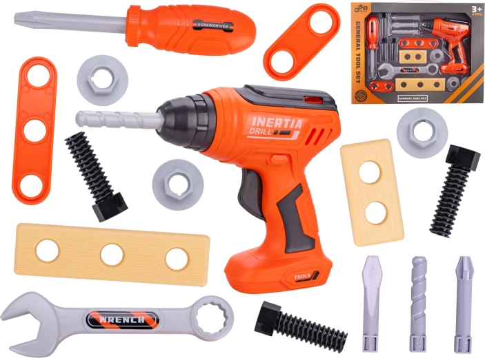 Gyermek szerszámkészlet fúróval, 16 darab dobozban