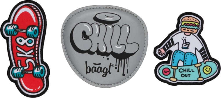 Cserélhető BAAGL Baaglies kitűzők – 3 db-os készlet Chill Skate