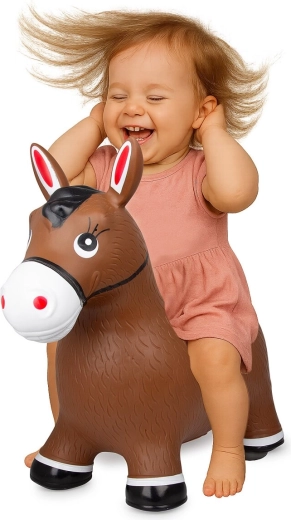 HoppyDoo felfújható ugrálós ló barna, pumpával
