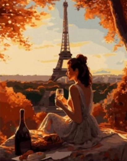 Gyémántfestés – Nő Párizsban 30 × 40 cm